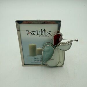 Stained Glass Angel *Red & Blue* Picture Frame 3.5” X 5” Photo